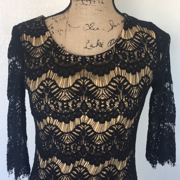 Small black lace and tan dress. - Picture 2 of 7